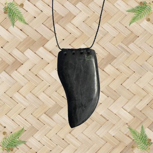 NZ Greenstone Whale Tooth Pendant - 120mm