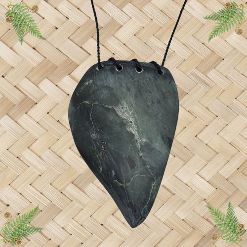NZ Greenstone Whale Tooth Pendant - 115mm