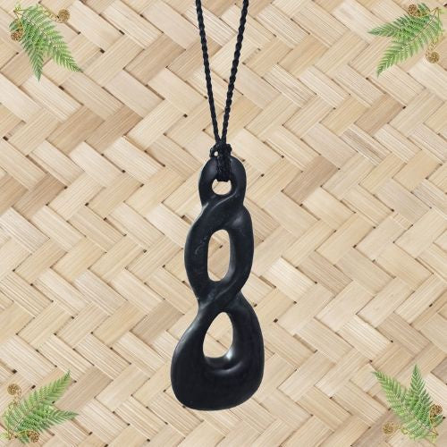 NZ Greenstone Double Twist Pendant - Arahura Serpentine - 102mm