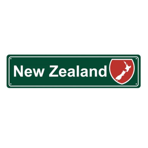 New Zealand Roadsign Metal Hanging Green Sign - Map