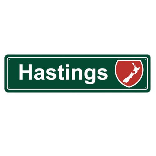 Hastings Roadsign Metal Hanging Green Sign - Map