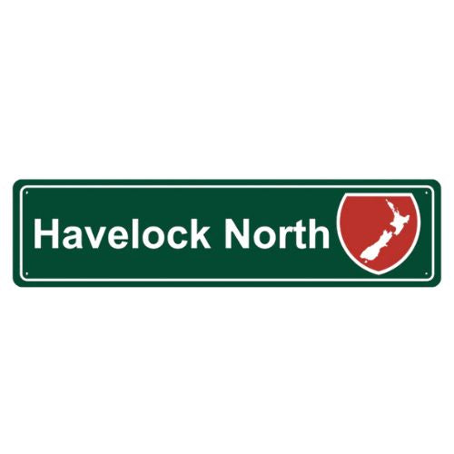 Havelock North Roadsign Metal Hanging Green Sign - Map