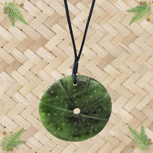 NZ Greenstone Kina Disc Pendant - 52mm