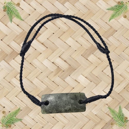 NZ Greenstone Bracelet with Black Braided Cord - 30mm