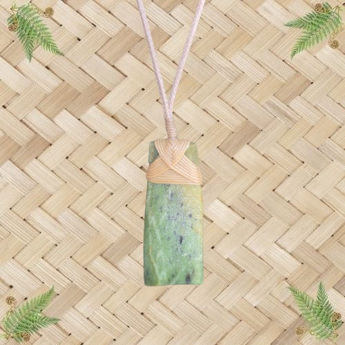 NZ Greenstone Toki Pendant with Cream Cord - 65mm