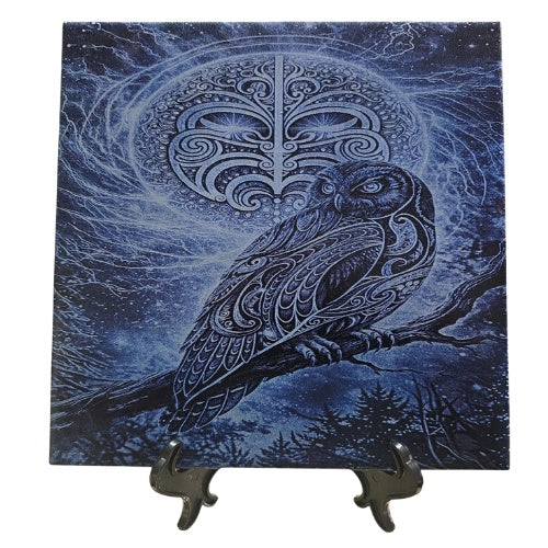 Ceramic Laser Print 3D Tile - Koru Morepork