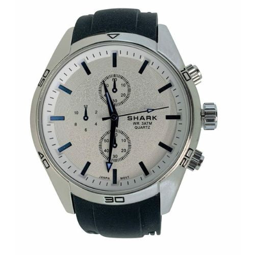 Mens Watch with Rubber Strap - Silver & Blue