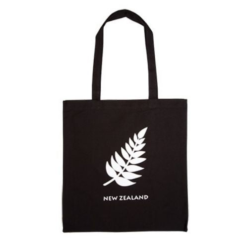 White Fern Canvas Tote Bag - Black