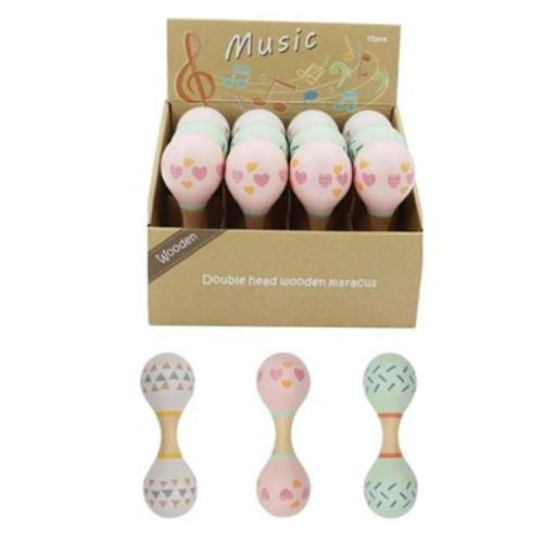 Wooden Maracas Rattle - Pastel