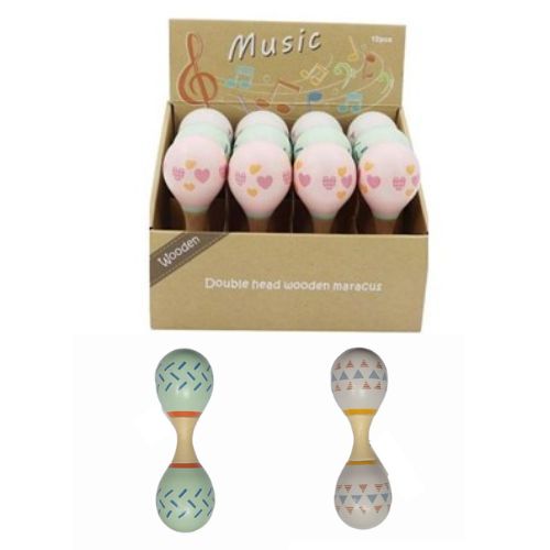 Wooden Maracas Rattle - Pastel