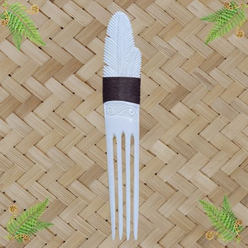 Bone Heru Feather with Brown Lashing