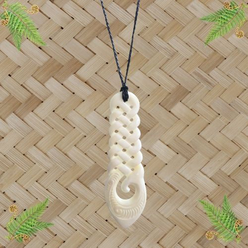 Bone Multi Twist Pendant with Koru - 120mm