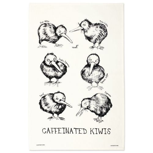 Caffeinated Kiwi  Tea Towel