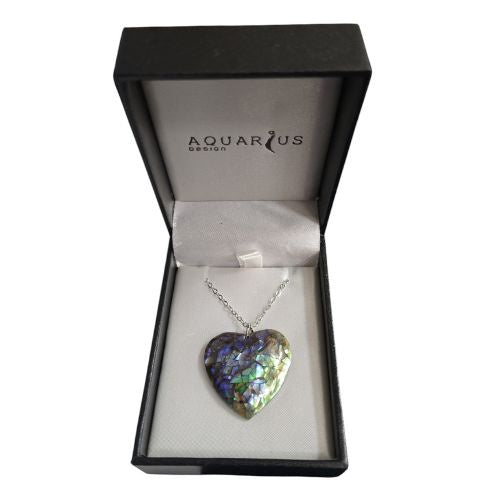 Paua Cracking Heart Pendant