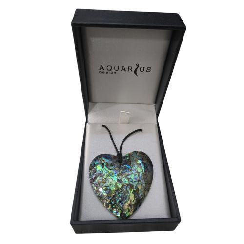 Paua Cracking Heart Choker Pendant