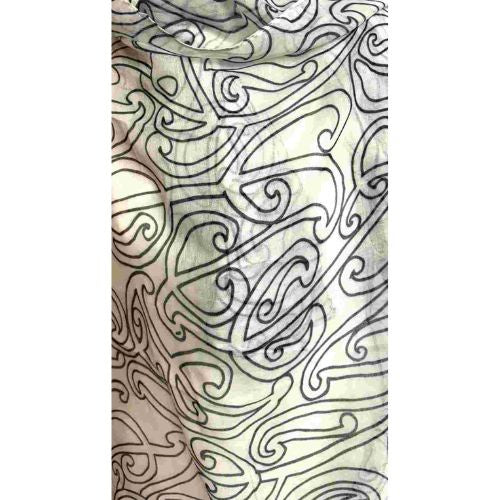 NZ Maori Print 2 Scarf - White
