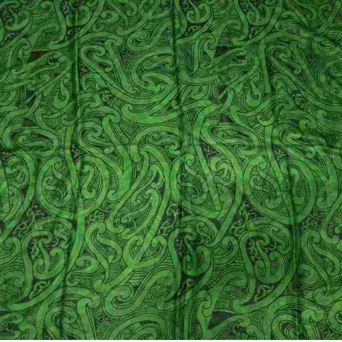 NZ Maori Print 1 Green Scarf