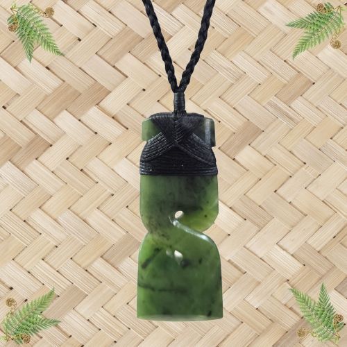 NZ Greenstone Twist Toki Pendant - 70mm