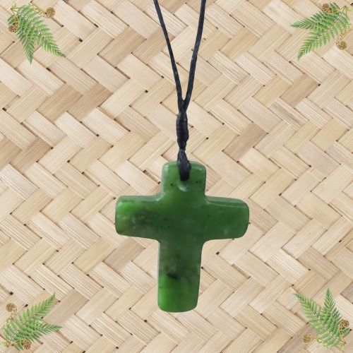NZ Greenstone Cross Pendant - 33mm