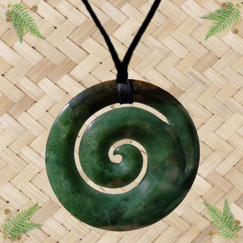 NZ Greenstone Closed Koru Pendant - 60mm