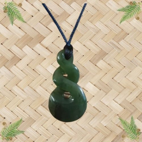 NZ Greenstone Twist Pendant - 40mm