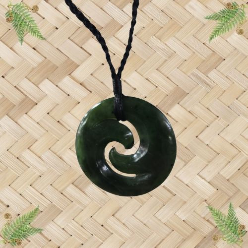 NZ Greenstone Closed Double Koru Pendant - 40mm – Creative Treasures NZ