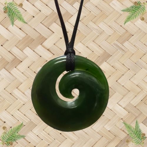 NZ Greenstone Closed Koru Pendant - 40mm