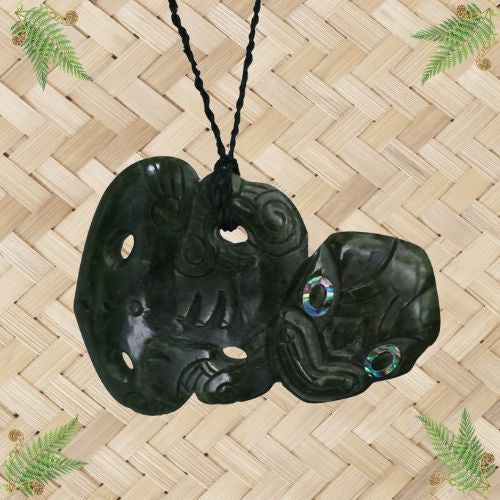 NZ Greenstone Tiki Pendant- 115mm