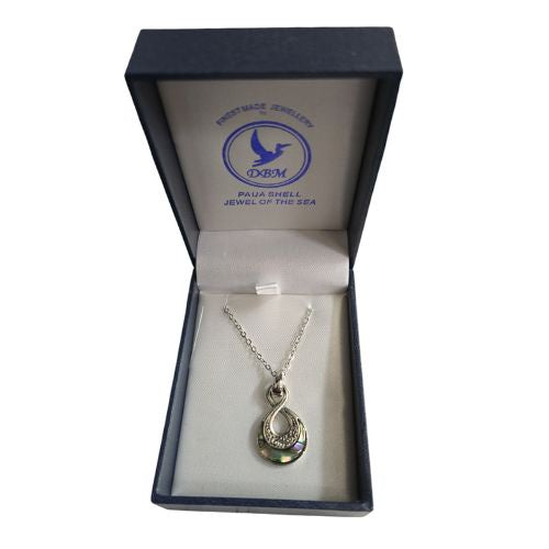 Paua & Rhodium Plated Twist Pendant - 25mm