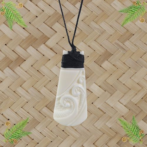 Bone Toki Koru Fern Pendant - 50mm