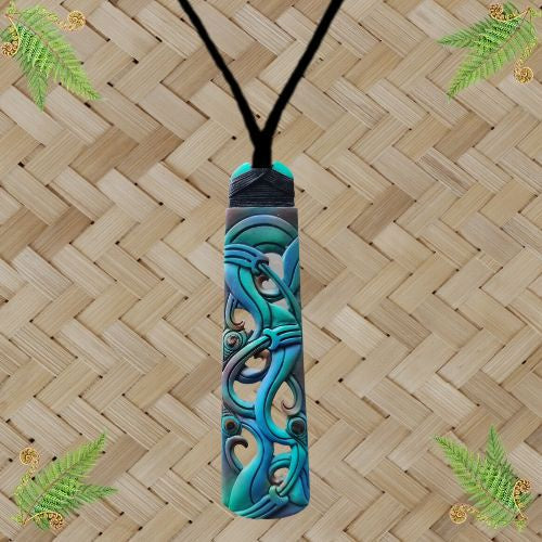 Bone Toki Manaia Painted Pendant - 150mm