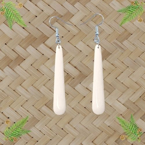 Bone Earrings - Drop - Plain - 67mm