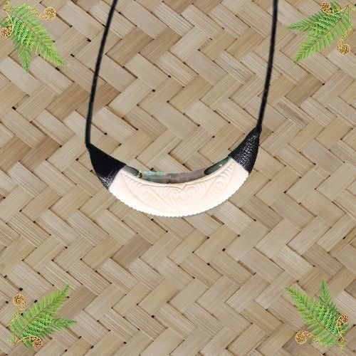 Bone/Paua Breastplate Pendant - 60mm