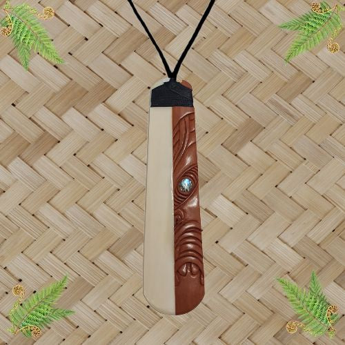 Wood Bone Half Mask Toki Pendant - 150mm