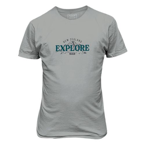 Adults Explore NZ Tee - Light Grey