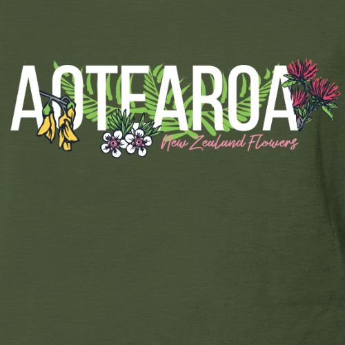 Adults Ladies Aotearoa Flowers Tee - Green