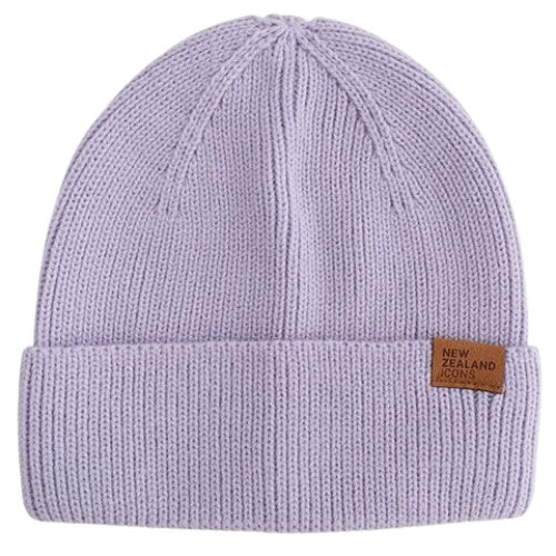 Adult Kiwi Icons Ribbed Knit Beanie - Mauve