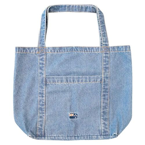 NZ Flag & Kiwi Denim Bag with Pockets - Blue