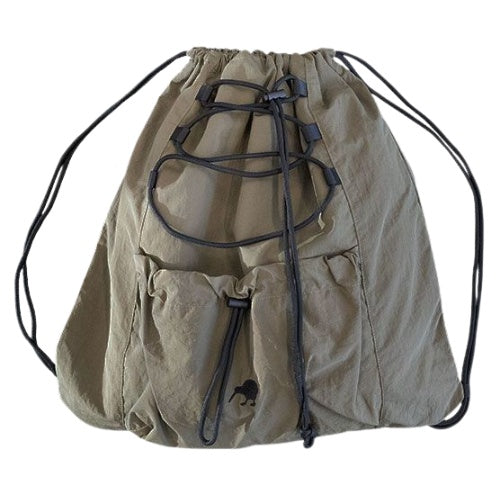 NZ Flag & Kiwi Drawstring Bag - Khaki