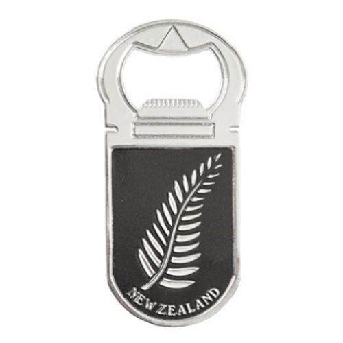 NZ Fern Bottle Opener Magnet - Black