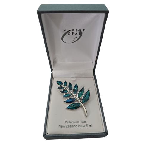 Palladium Paua Fern Brooch
