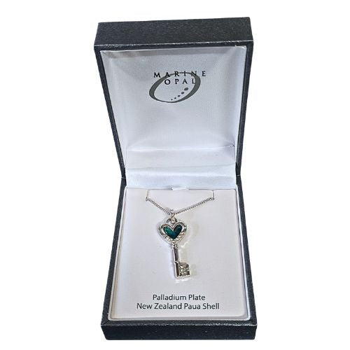 Paua & Crystal Palladium Plate Key Pendant