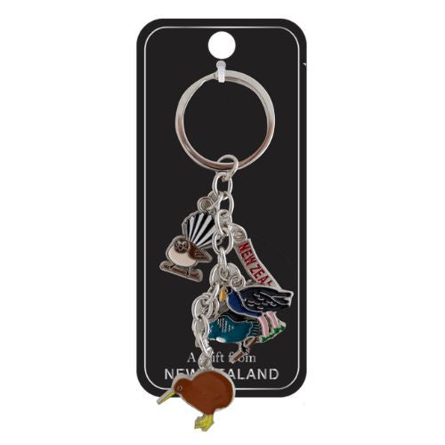 Multi Icons Kiwi & Birds Metal Keyring