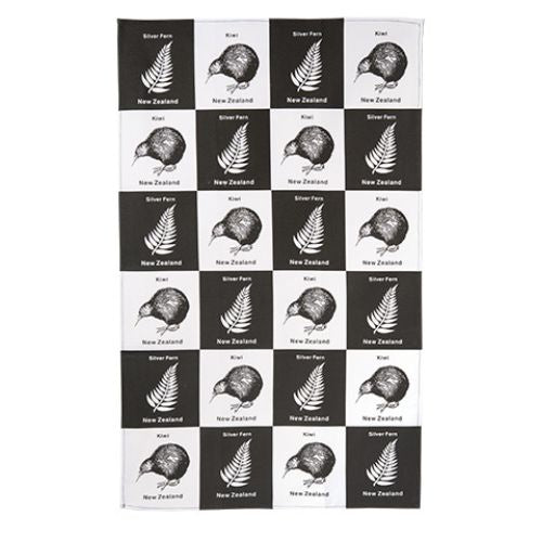 Kiwi & Ferns Grid Tea Towel