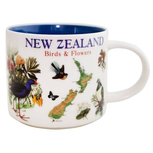 NZ Birds, Map & Flowers Mug