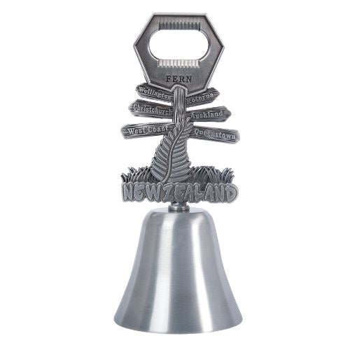 NZ Cities Signs Fern Dinner Bell & Bottle Opener - Pewter