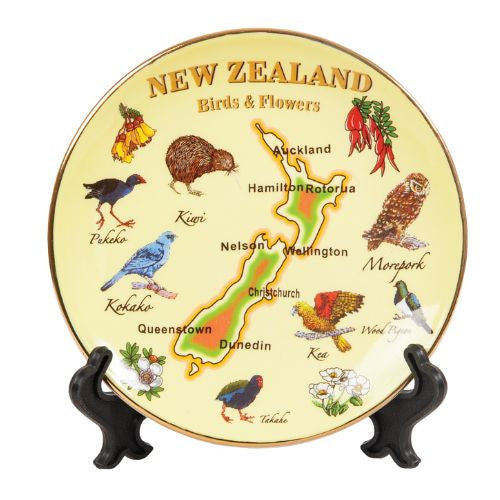 NZ Birds & Flowers Plate Yellow - 10cm