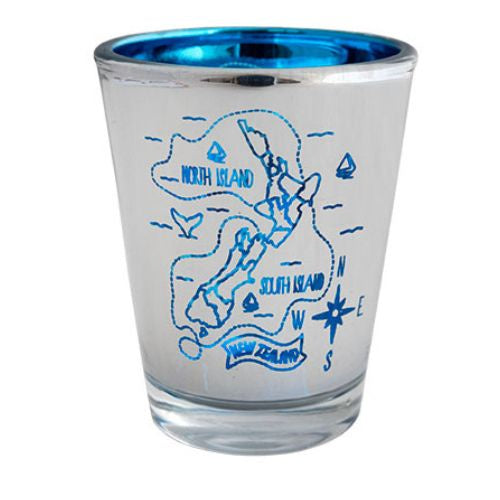 NZ Map Shot Glass - Blue