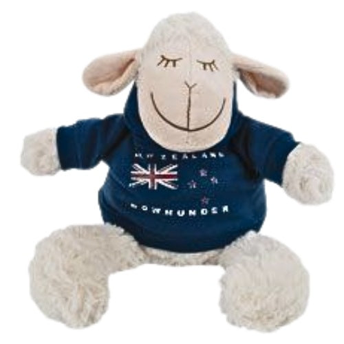 Sheep Sitting with Navy Hoodie - 25cm