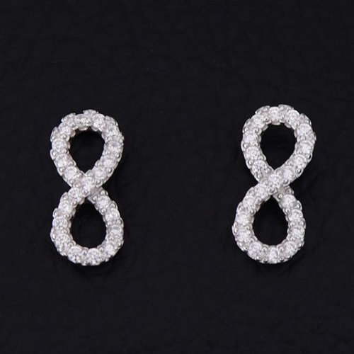 Single Twist Zircon Silver Stud Earrings